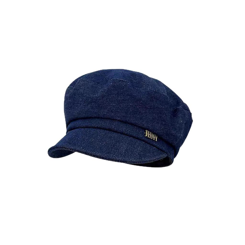 Темпераментная джинсовая кепка-берет с плоским верхом и козырьком, женская осенняя универсальная, подчеркивающая лицо, маленькая беретка, кепка газетчика