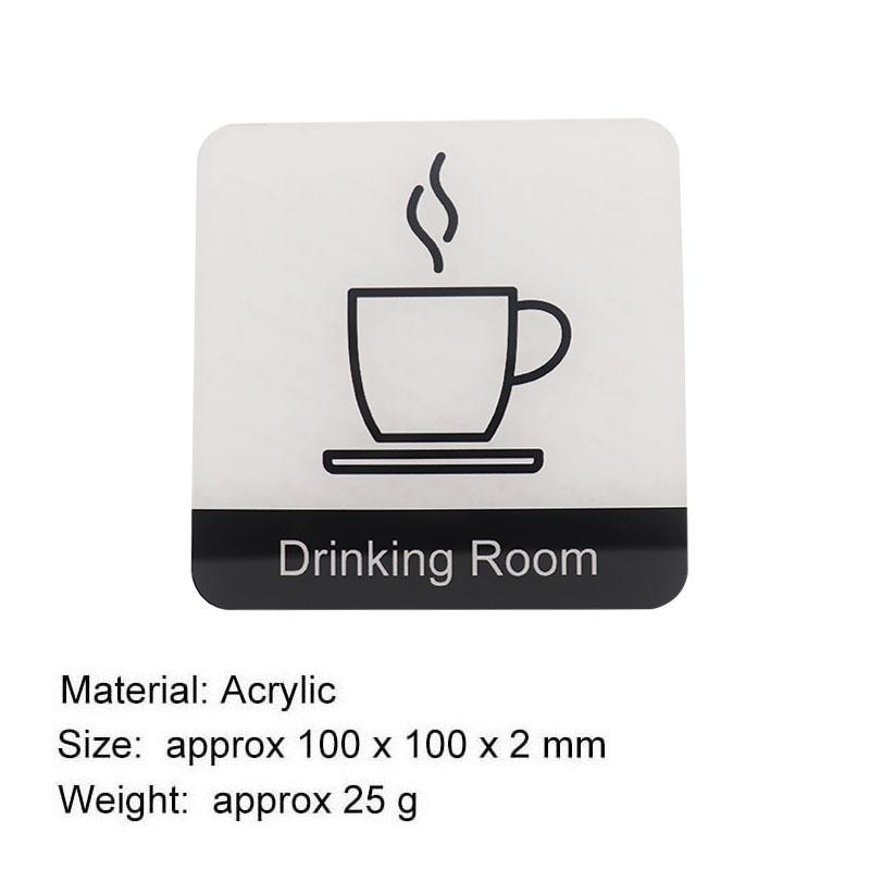 Pop Black Acrylic Creative Signage Drinking Room Sign Wall Label Sticker Reminder Badge for Office Buildings Schools Hospitals Factories Home