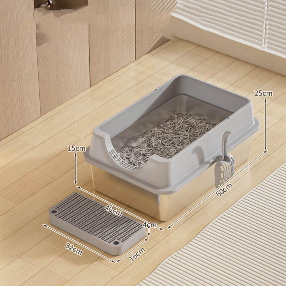 Stainless Steel Cat Bedpans Anti-splash Cover Cat Potty New Cat Litter Box Pet Supplies