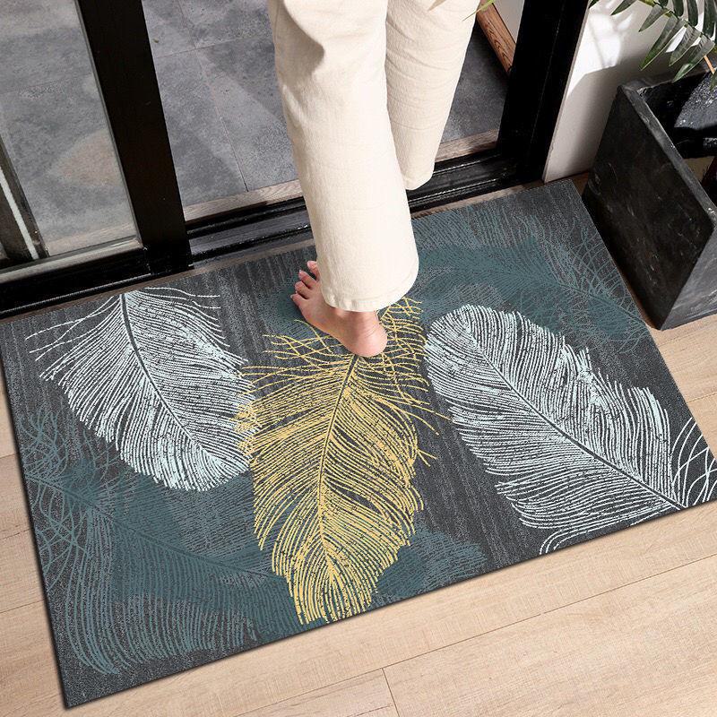 European Crystal Velvet Absorbent Floor Mat for Entrance, Bathroom, Bedroom, or Living Room - Washable.