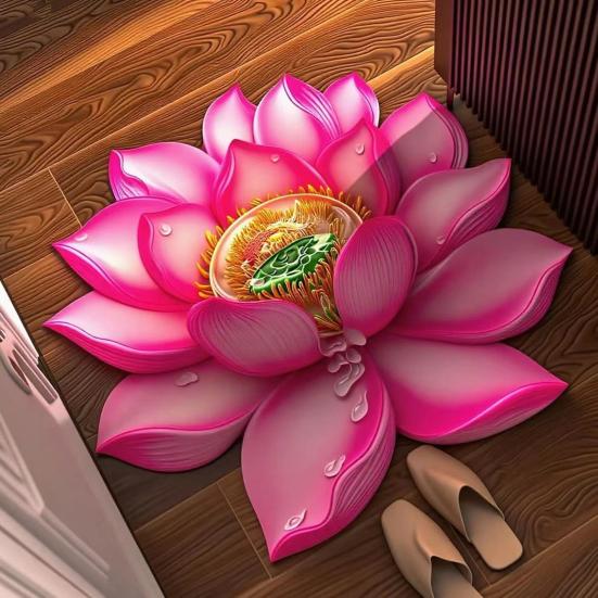 Коврик для пола 3D Дизайн с цветами Противоскользящий Водонепроницаемый Износостойкий Ковер для пола Подушка для коленей для йоги и медитации