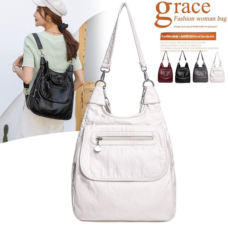 Многофункциональные белые рюкзаки, модный мытый мягкий рюкзак из искусственной кожи с защитой от воров, школьная сумка большой вместимости для девочек-подростков
