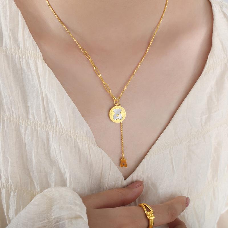 Уникальное и очаровательное ожерелье с подвеской в виде мультяшного медвежонка, идеально подходящее для женщин