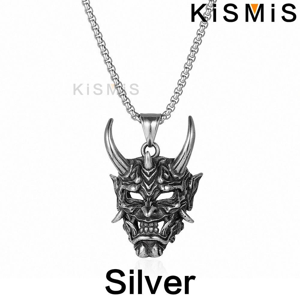 KISMIS 1 шт. Мужская подвеска-ожерелье с рогами злого демона и черепом Винтажная Готическая Панк Ювелирные изделия из нержавеющей стали