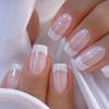 24pcs Chic French Tip Press-On Nails Kit - Glossy Aurora White & Pink,  Medium Length French Tip False Nails Set