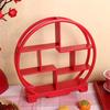 Wooden Dessert Display Shelf Cabinets Rack Chinese Style Round Figure Storage for Desktop