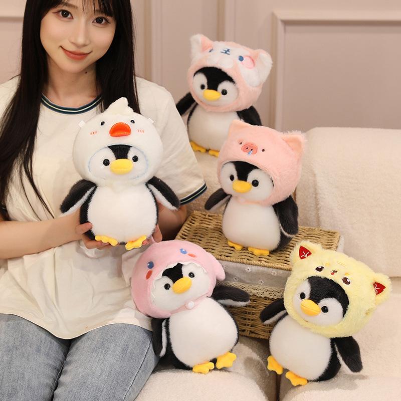 Cartoon Cute Penguin Turned Cat Shark Doll Plush Toy Kitten Doll Children Soothing Doll