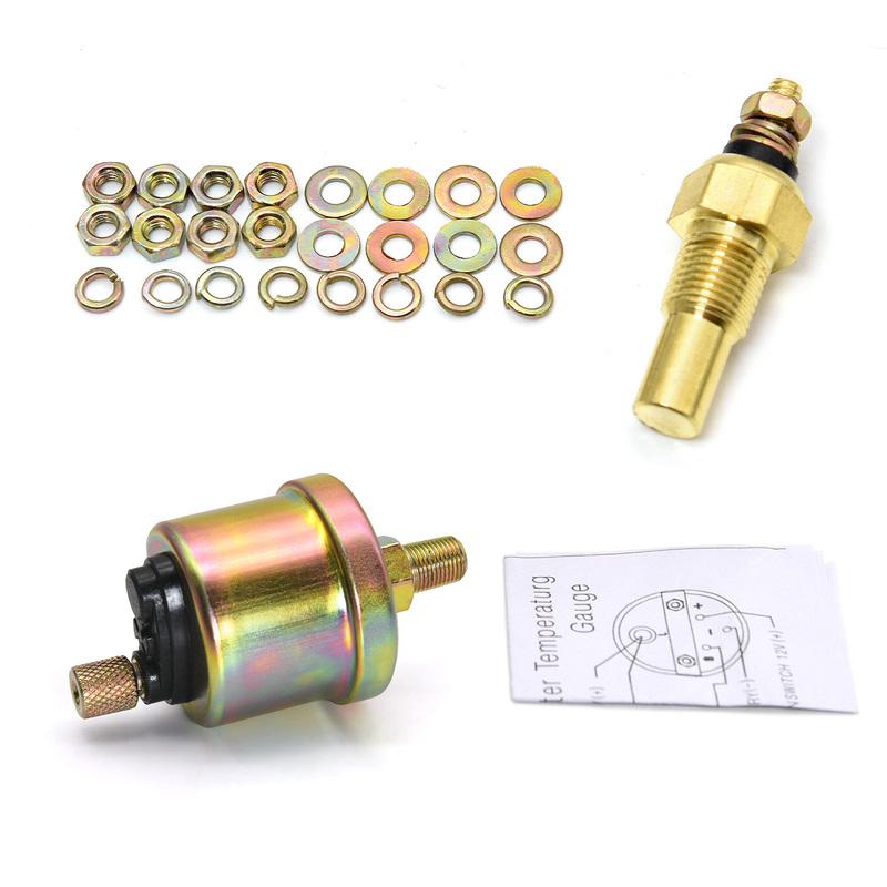 3 In 1 52mm Car Meter 100-250℉ Water Temp Meter 12V Gauge 8-16 V Voltage 0-100 Psi Oil Pressure Meter Temperature Sensor 10mm