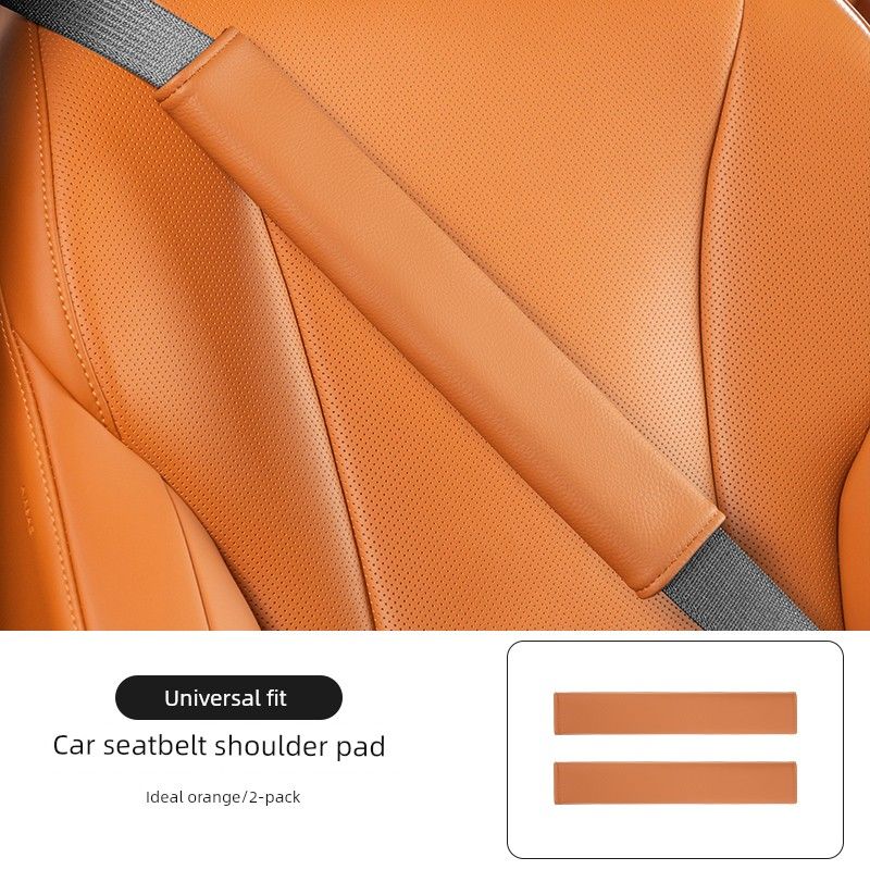 Seatbelt Shoulder Pad, Soft Nappa Leather, Extended Anti-Wear Shoulder and Neck Velcro Protective Cover, Universal for All Seasons, Interior Accessory