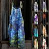 Women's Fashion Summer Sweet Loose Casual Print Retro Strappy Jumpsuit