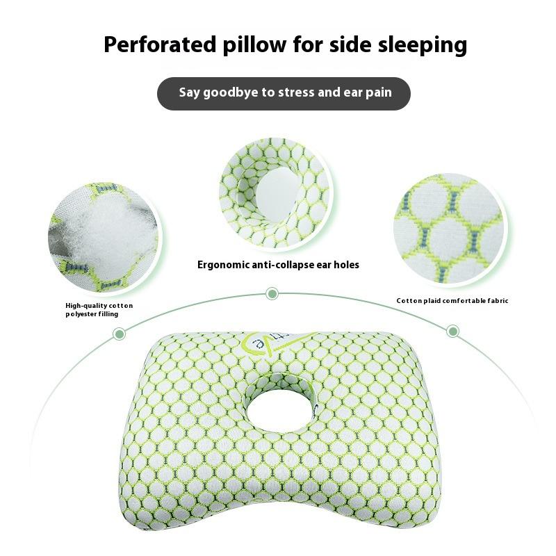 Подушка для пирсинга уха с хлопковым наполнителем, дышащая эргономичная подушка с отверстием для уха, портативная удобная подушка для сережек