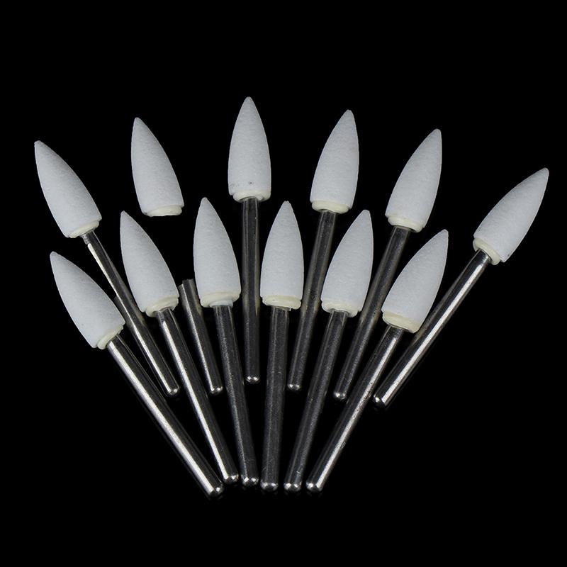 Стоматологические белые полировальные камни Flame Cone Shape Burs Arkansas Stone 12 шт. / Набор