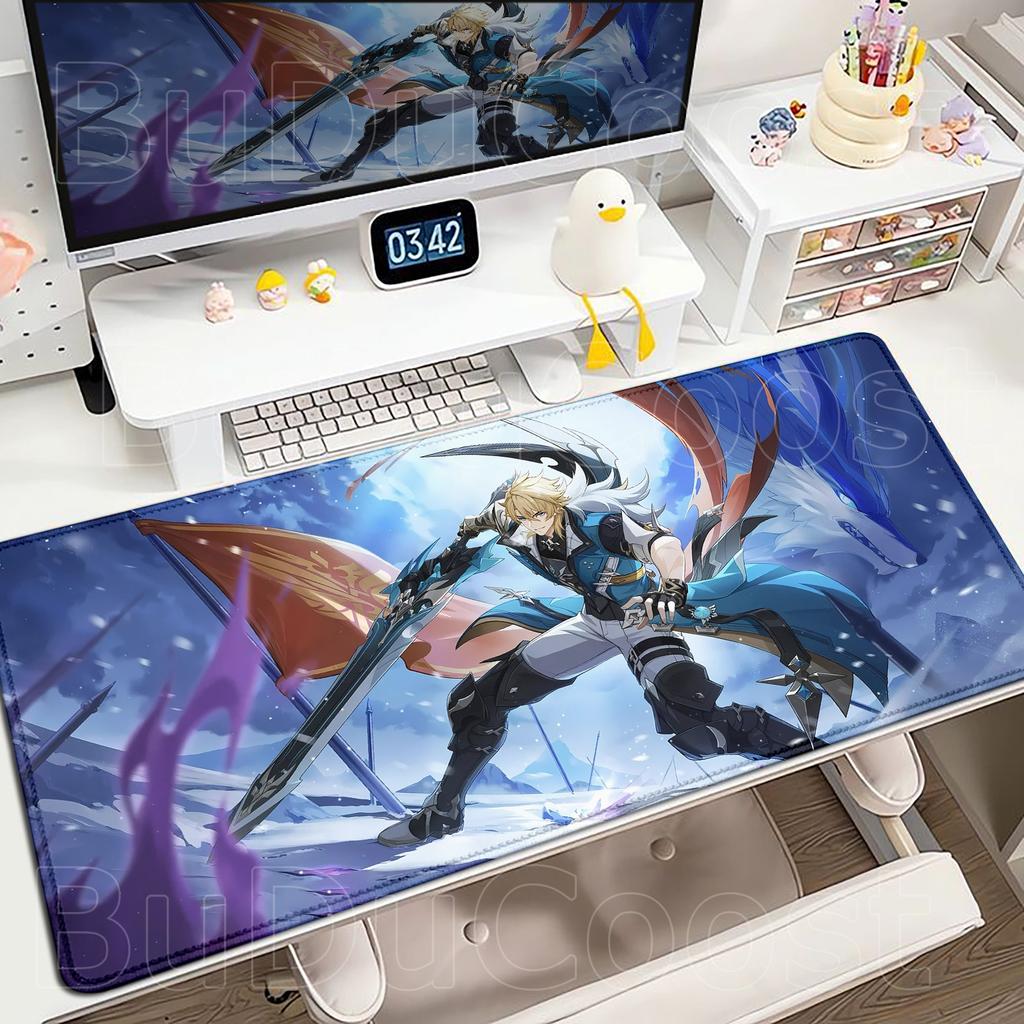 Новый коврик для стола Genshin Impact Аниме Игровой Крутой Varka Игровой коврик для мыши Заблокированный край Нескользящая резиновая игровая подставка Офисный коврик для клавиатуры и мыши