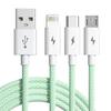 Universal 3-in-1 USB C Charging Cable for iPhone Samsung Android 6A Fast Charge Type-C Micro USB 1.2M Nylon Quick Charger Cord
