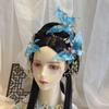 Women Large Fairy Wing Hair Clips for Women Crystal Beaded Tassel Hair Claw for Party Prom Blue