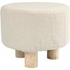 Pouf Footrest - 26 X 21.5 Cm - Padded - 3 Light Wood Legs - White