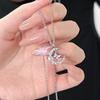 Korean New Butterfly Pendant Necklace for Women Fashion Sweet White Blue Zircon Moon Necklace Choker Chain Wedding Party Jewelry