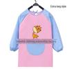 Kid's Waterproof Long-sleeved Reversible Painting Smock with Kindergarten Print - Protecting Clothes for Messy Activities.