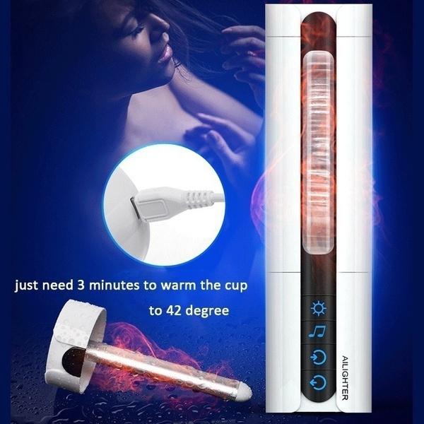 New Male Electric Masturbator Sucking Male Masturbator Heating Masturbation Cup Larger Size Hands Free Ass 6 Vibrating Modes 6 Sexy Voice Sex Toys