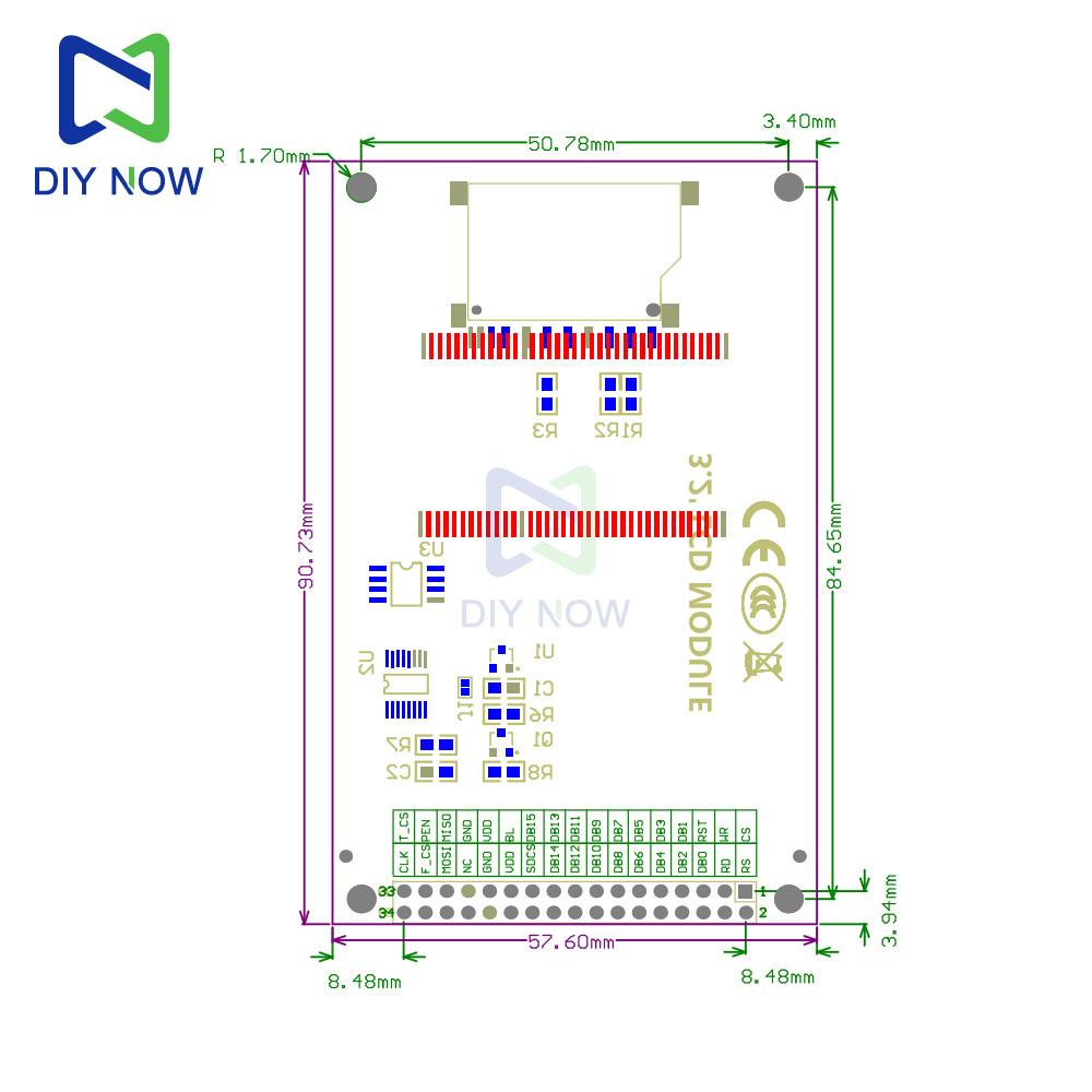 320*240 3,2-дюймовый резистивный сенсорный экран ICXPT2046 модуль TFT LCD цветной экран модуль ILI9341 для 34-контактной платы разработки Atom