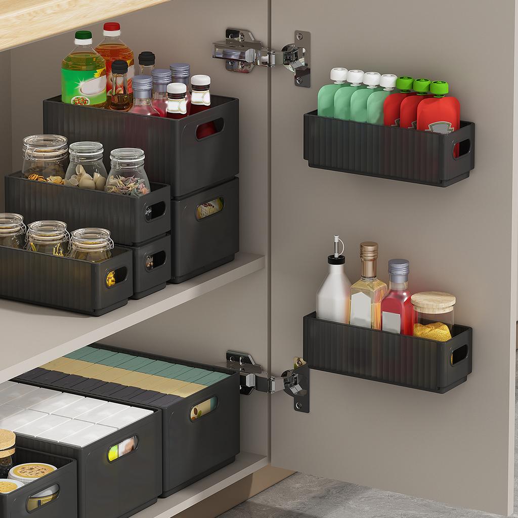 Wall Mounted Folding Plastic Storage Rack Multifunctional Cabinet Organizer Shelf Punch Free Kitchen Storage Organizer
