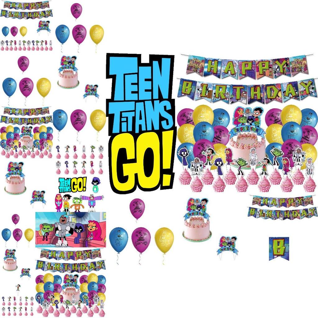 Colorful Teen Titans Go Party Decor Set Safe Eco-friendly Materials High-quality Paper 32pcs