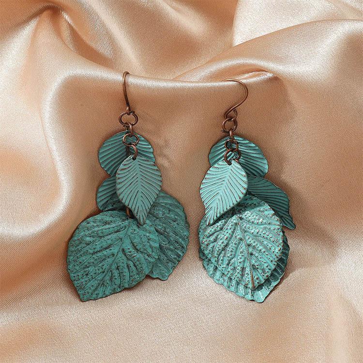 Европейские и американские серьги из сплава в стиле холодного ветра, женские ретро серьги в виде листьев, трансграничная бижутерия, модные серьги женские