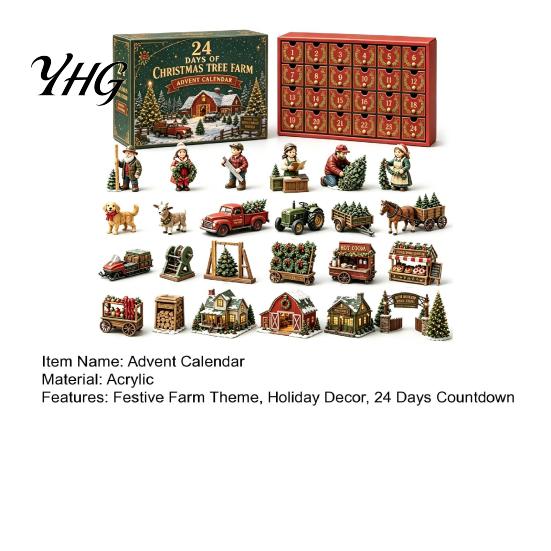 Holiday Gift for Boys 2026 Christmas Tree Farm Advent Calendar, 24 Days Countdown Box with Mini Party Favors Figures And Accessories Kids Collectors,