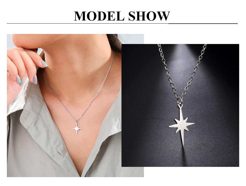 Cazador Kpop North Star Pendant Necklace for Women Trendy Stainless Steel Double Chain Necklaces Jewelry Gift Wholesale 2026 New