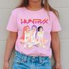 Милая аниме K-pop футболка Demon Hunters Huntr/x для мальчиков девочек летняя с коротким рукавом повседневные топы футболки с круглым вырезом детская одежда