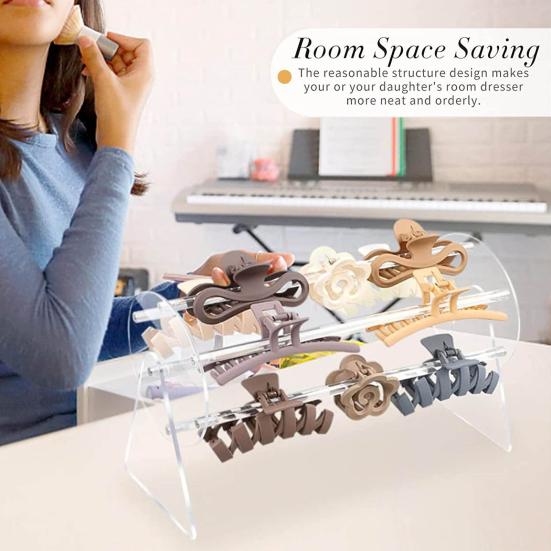 Acrylic Claw Clip Organizer 360 Degree Rotation Simple Installation Elegant Hair Clip Display Storage