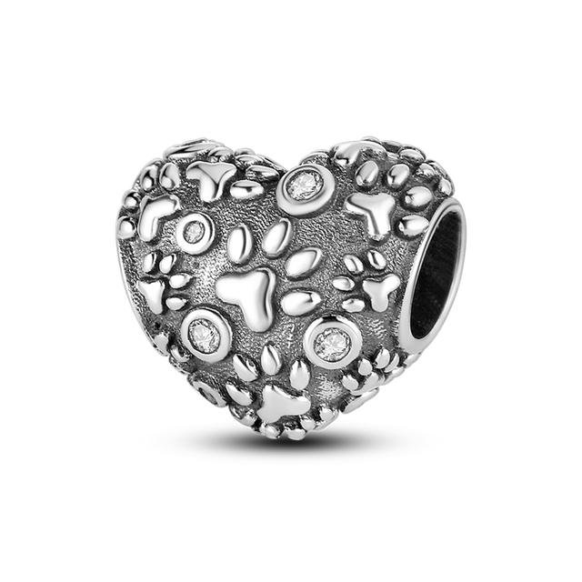 Heart Shape 925 Silver Family Lover Affection Pendant Charm Beads Fit Woman's Cute Bracelet DIY Jewelry For Women