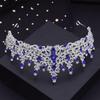 Green Crystal Wedding Crown for Queen Bridal Headdress Fashion Tiaras Hairwear Girls Prom Head Ornaments Jewelry