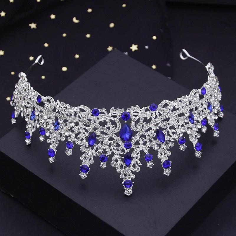 Green Crystal Wedding Crown for Queen Bridal Headdress Fashion Tiaras Hairwear Girls Prom Head Ornaments Jewelry