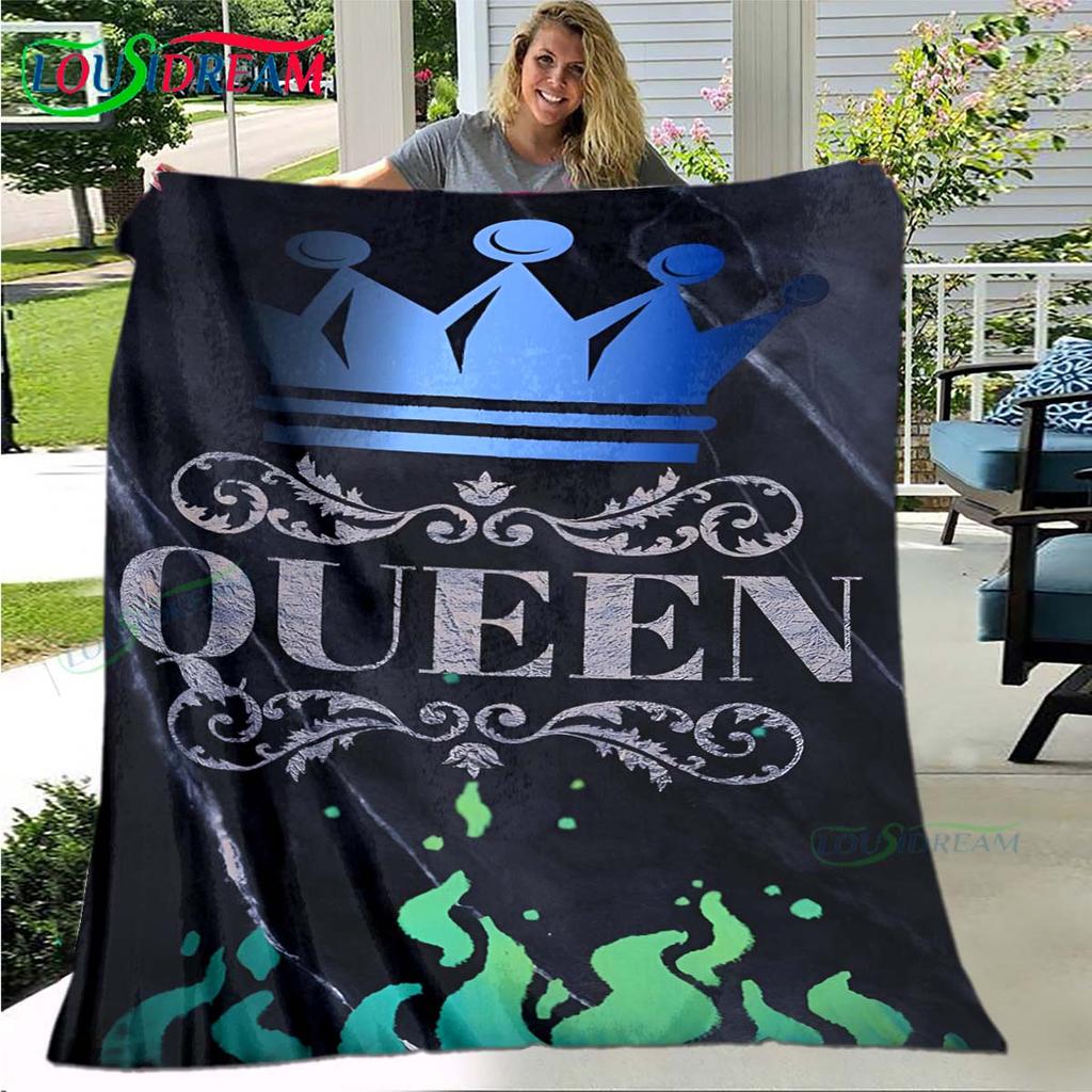 Hot Pattern KING and QUEEN Pattern Blanket Flannel Thin Blanket Portable Home Travel Office Lunch Break Blanket Birthday Gift