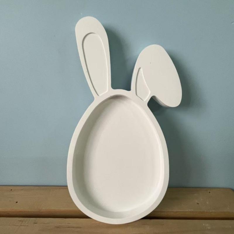 Rabbit Series Tray Molds Lop-Eared Easter Design Gypsum & Epoxy Resin Compatible Dish Storage Plate Home Garden Decor