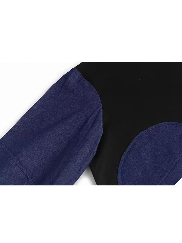 Xitao Свободный женский свитер в горошек из денима в стиле пэчворк GJ1116