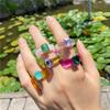 17KM Rainbow Color Resin Acrylic Rings Set For Women Couples 2021 New Colorful Flower Heart Rings Travel Gifts Jewelry