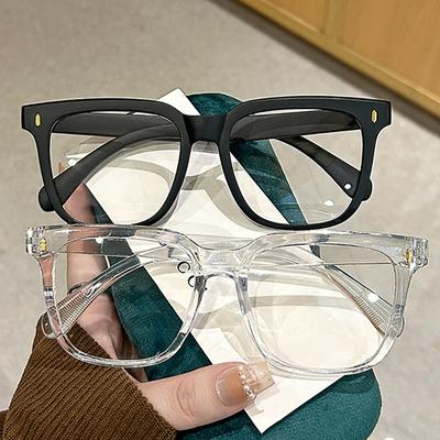 Новые прозрачные очки квадратной формы для студентов с близорукостью, мужские и женские, с плоским светом, для большого круглого лица, оправа очков с защитой от синего света
