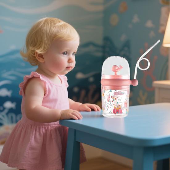 Кружка-брызгалка «Кит» с трубочкой, герметичная, многоразовая, поильник для детей, 260 мл, стакан-фонтан «Кит» для вечеринки, школы, пляжа