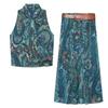 Womens Printed Bow Top Matching Skirt Set Casual Outfit