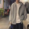 Men's Gray Hooded Thin Cardigan Jacket - Spring/Autumn Long-Sleeve Zip-Up for Couples