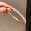 Gold Silver Round Metal Cuff Bracelet With Rhinestone Detailing For Elegant Office Wear