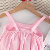 2PCS Girls 3D Flower Beaded Cami Top & Button Skirt Set, Casual Summer Two-Piece Outfit