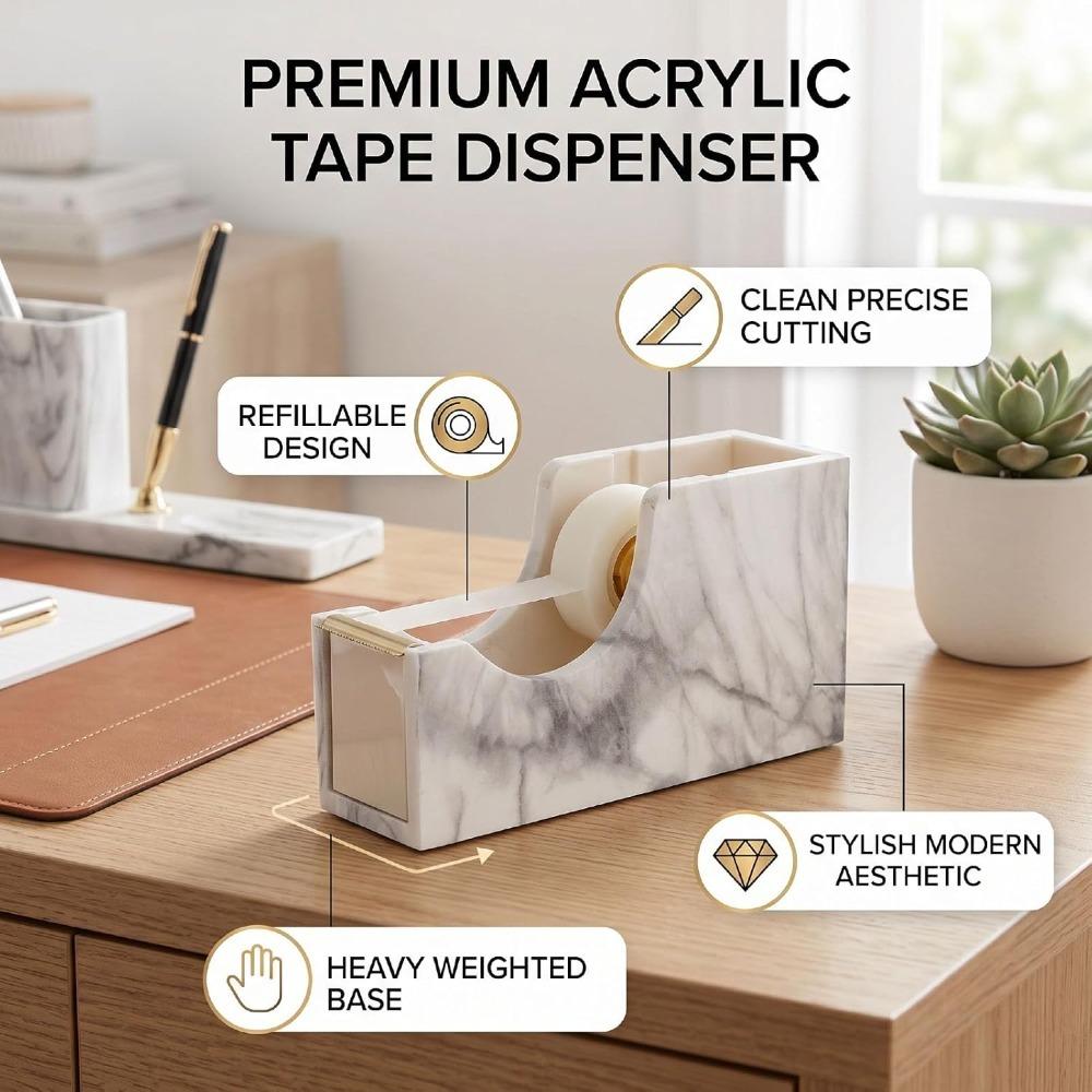 Gold Tape Roll Holder Acrylic Desktop Tape Dispenser Adhesive Tape Dispenser For Office Desk
