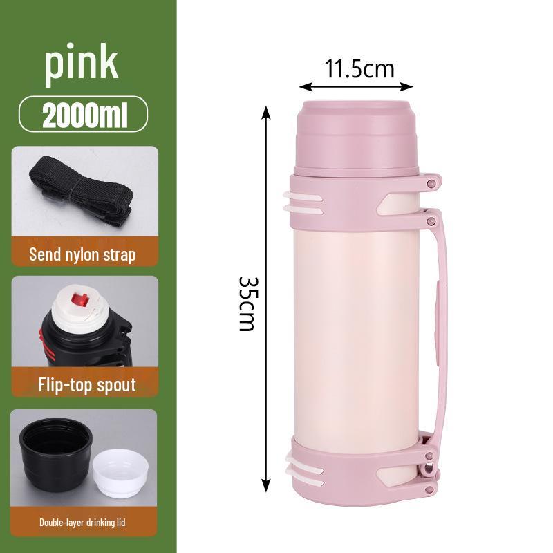 Изолированный дорожный чайник из нержавеющей стали 304 - Портативная бутылка для воды большой вместимости для кемпинга на открытом воздухе.