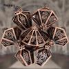 7 Pcs Copper Flame Metal Dice Hollow Metal Polyhedral Dice Set Suitable for Role-Playing RPG  Board Game Card Game