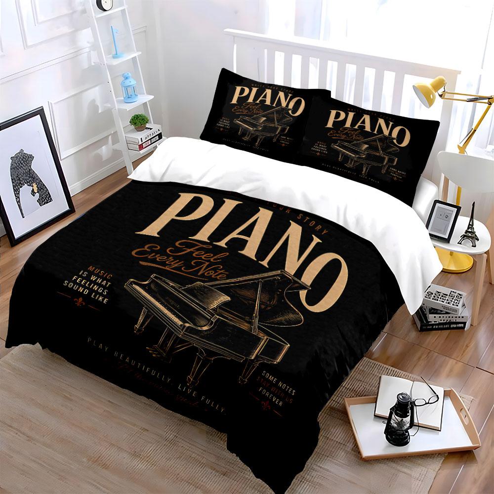 Piano Feel Every Note Design Bedding Duvet Cover Set Duvet Cover Pillowcases (1*Duvet Cover 2*Pillowcases, without duvet insert)