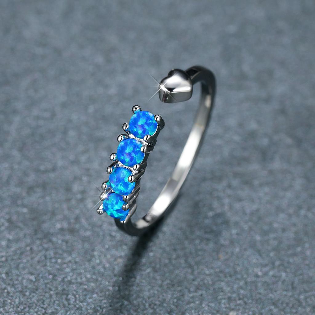 Четыре круглых синих разомкнутых кольца Женская европейская и американская мода Минималистичный новый аксессуар