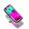 Natural Bi-Color Tourmaline Gemstone 925 Sterling Silver Ring Size 7 T6K40